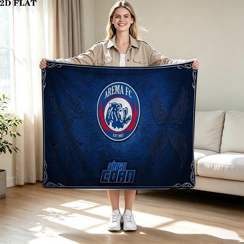 Arema FC Print Flannel Blanket High Quality Warm Comfortable Cover for All Seasons Perfect for Gifts Home Decor