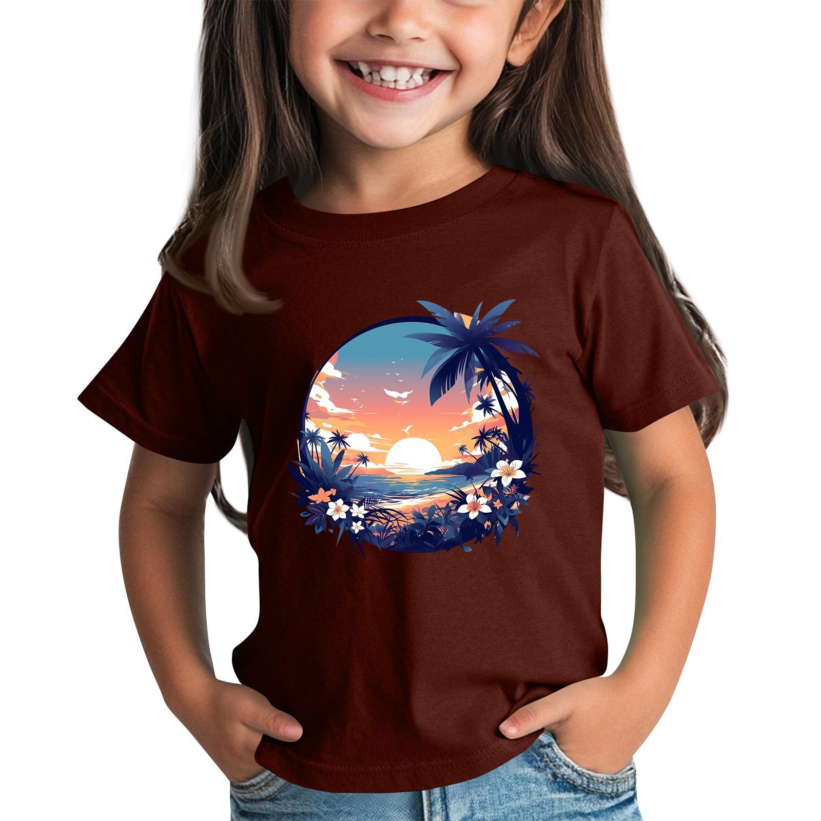 

Детская модная повседневная футболка с круглым вырезом и короткими рукавами 130 винный