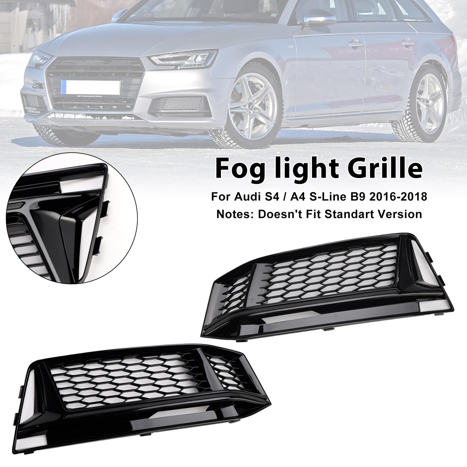 2PCS Fog Light Cover Grille Grill Fit A4 B9 S-Line S4 2016-2018