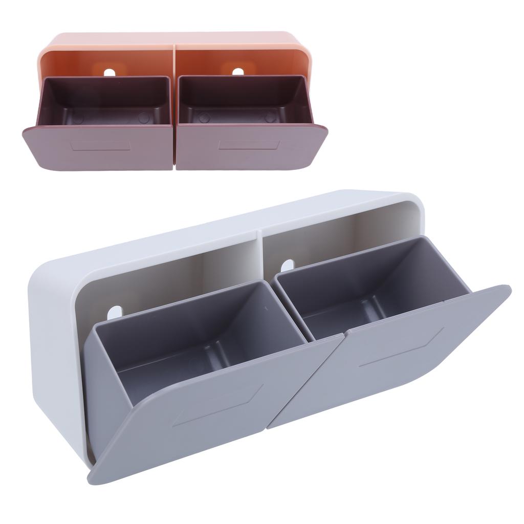 Makeup Box Wall Mounted Cover Removable Washable Cotton Pad Organizer for Bathroom