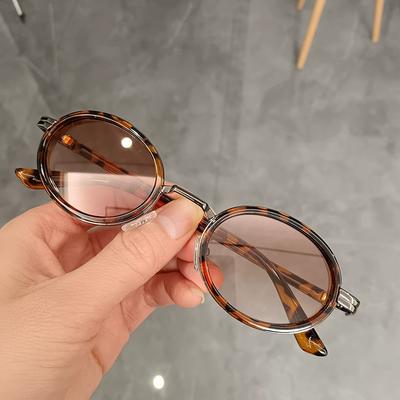 Women Vintage Round Frame Sunglasses Elliptical Small Frame Steam Punk Sunglasses Ladies UV Resistant Sunscreen UV400 Sunglasses