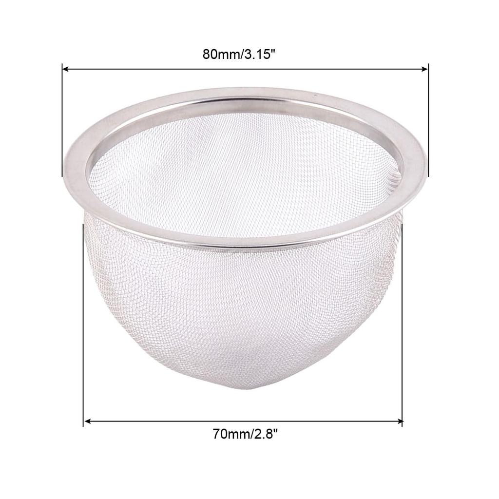 uxcell Tea Strainer, Stainless Steel, 80mm Diameter, Round Mesh, Pack of 2, for Spices and Other Uses