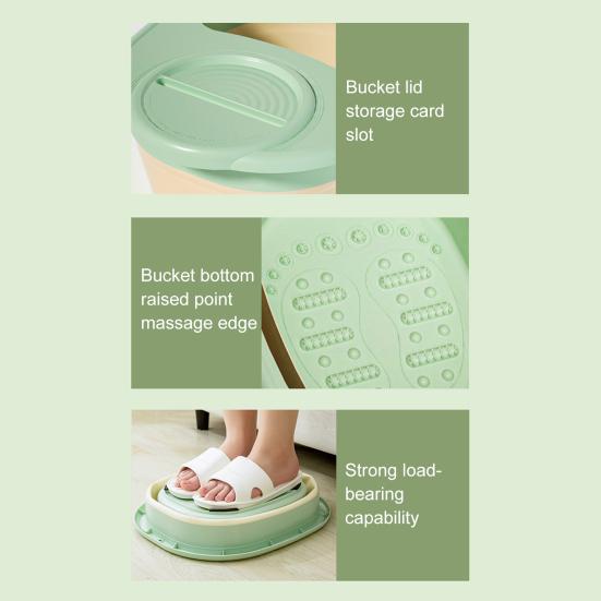 Folding Footbath with Lid Dual-State Switching One-Touch Foldable Design Foot Basin Ergonomic Anti-aging Pet Paw Care Tool