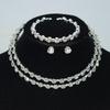 Gold & Silver Rhinestone Jewelry Set: Choker, Bracelet, Stud Earrings, & Necklace
