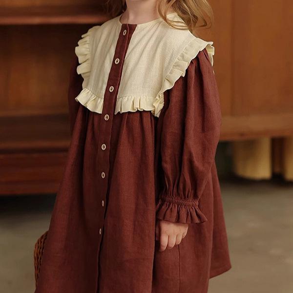 Girls' Spring/Summer 2025 Red Lace Single-Breasted Princess Dress