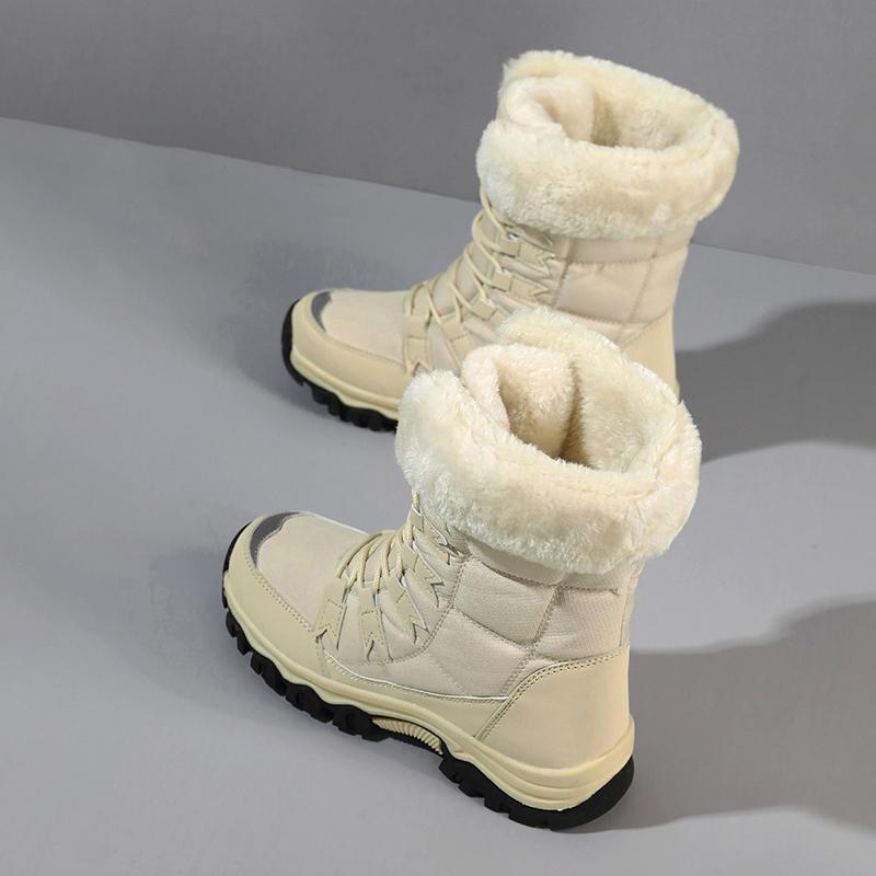 TUINANLE Botas de neve femininas de pelúcia quente, botas masculinas ao ar livre, plataforma, botas de caminhada antiderrapantes