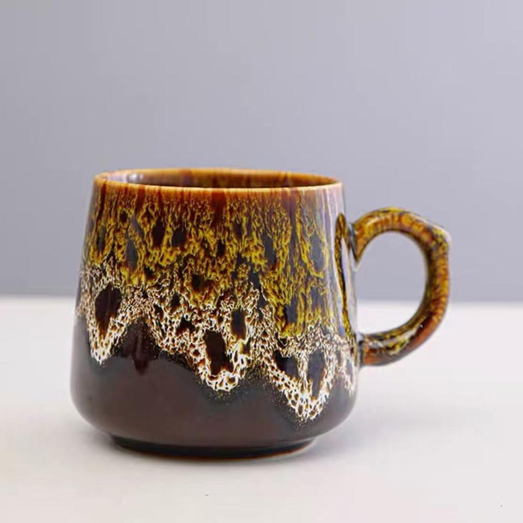 520ml Creative Kiln Change Mug Breakfast Cup Retro Coffee Cups Milk Cup Ceramic Mug Mugs Large-capacity Hand Warmer Drinkware