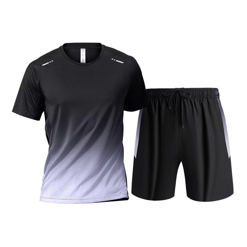 Unisex Quick-Dry Ice Silk Sports Set - Short Sleeve & Plus Size for Outdoor Running