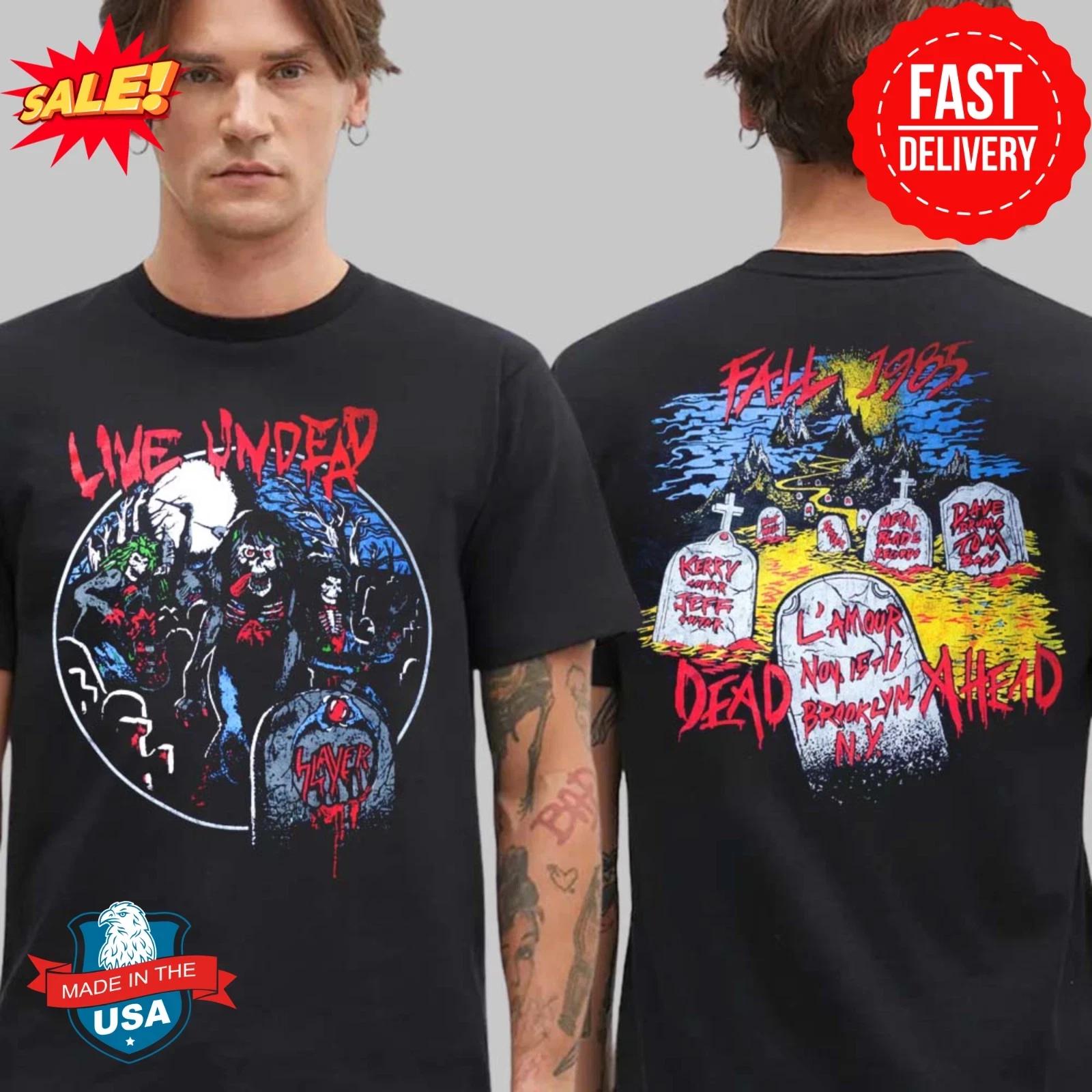 Slayer Live Undead 87 Stonewash Ретро Осень 1985 Dead Ahead Футболка с принтом с двух сторон L