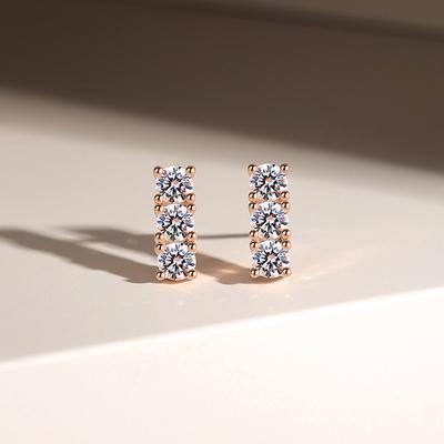 Row of Diamond Stud Earrings Women's Temperament Light Luxury Ins Geometric Zircon Earrings