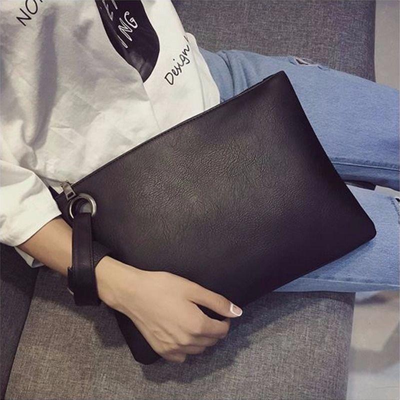 Solid Women Clutch Bag Leather EnvelopeEvening Handbag