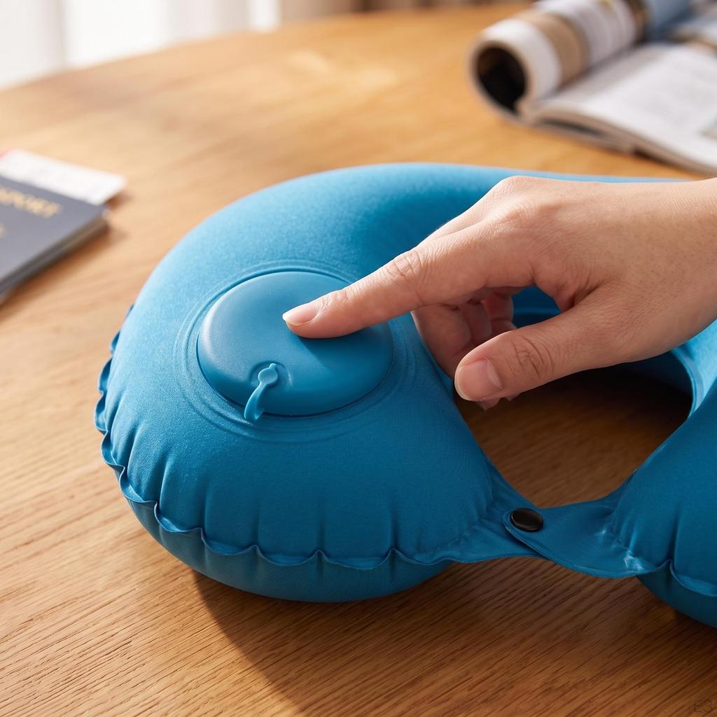 Inflatable Travel Pillow PresstoInflate Neck Portable for Passengers, Commuters,