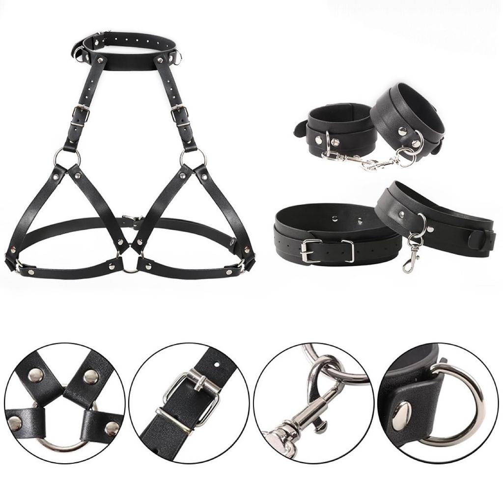 Sex Restraints Strap SM Bondage Gear Sex Toys Leather  Body Chest Harness Handcuffs Leg Cuffs Adults Bondage Sex Accessories
