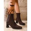 Large Size Square Toe Suede High-heeled Fashion Boots 2025 Winter New Retro Slim Elastic Skinny Boots for Women
