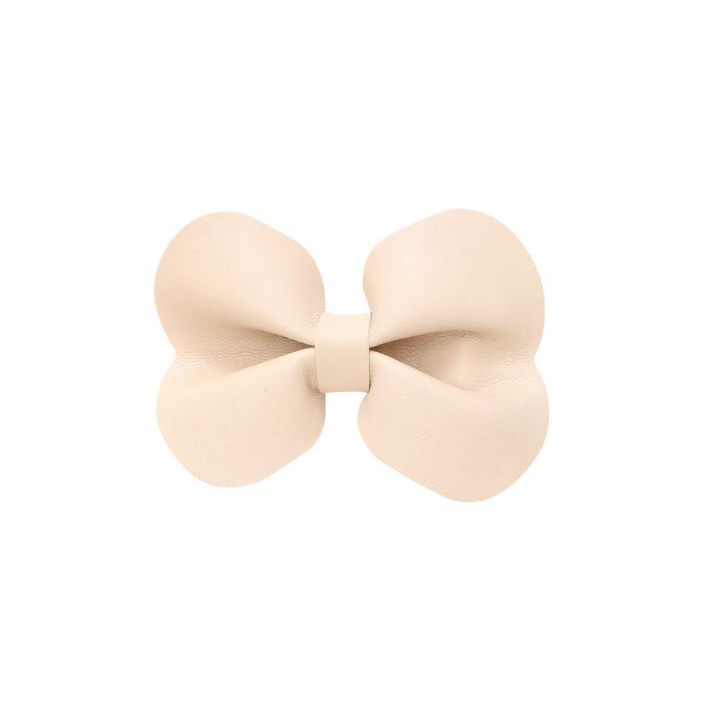 New Cute Leather Bow Duckbill Hair Clips - Simple, Fashionable Solid Color Hairpins for Bangs