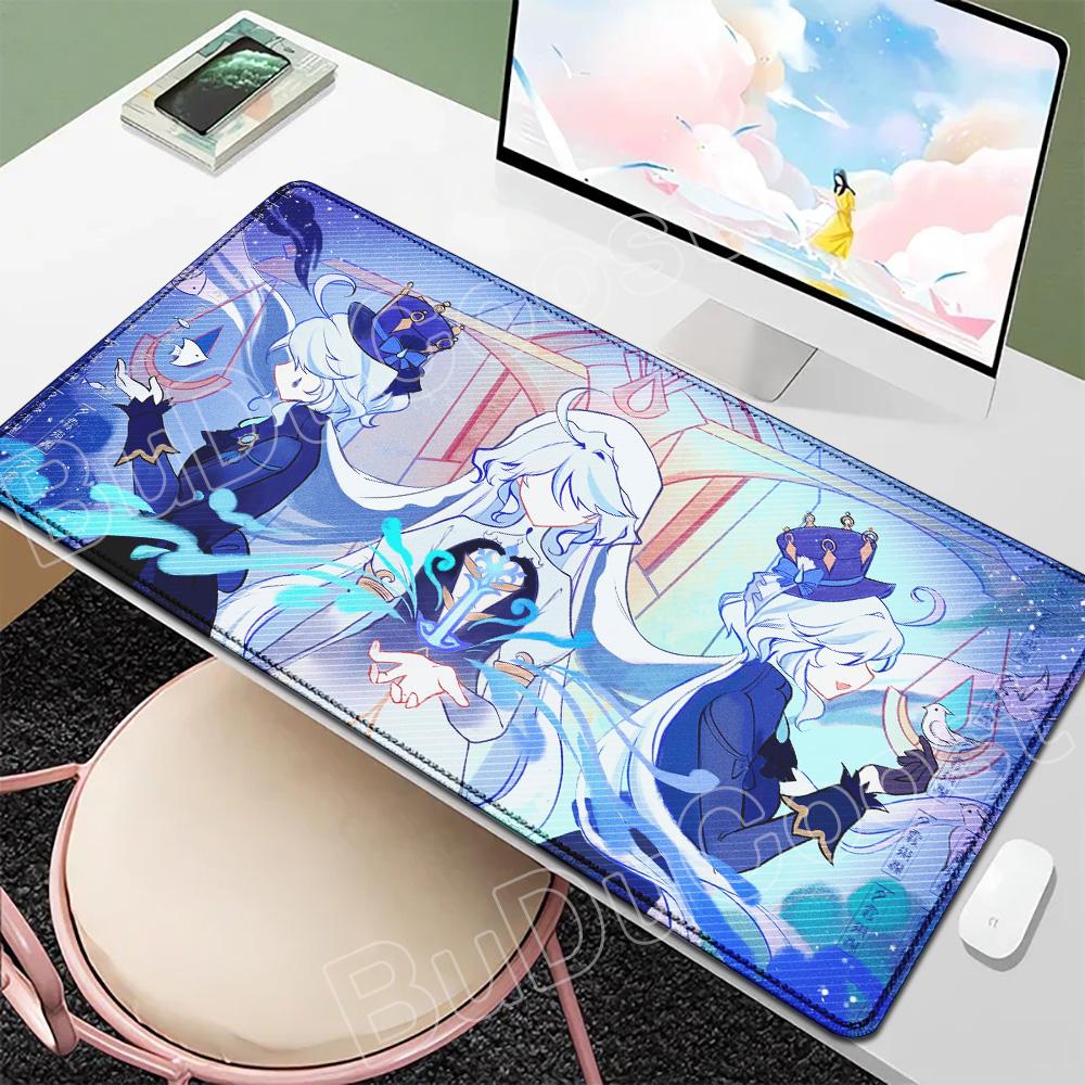 New Wallpaper Gamer Genshin Furina Mouse Pad Anime Gaming Mouse Pad HD Printing Table Pads Rubber Desktop XXL Mousepad Desk Mats