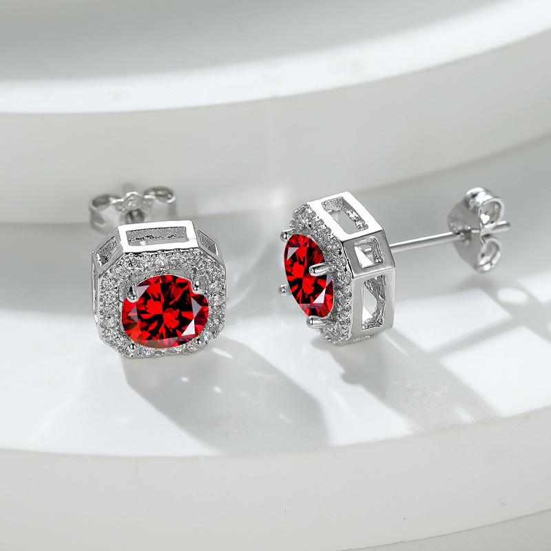 Hot-selling crystal zircon stud earrings slightly inlaid with white diamonds, fashionable and simple earrings for women