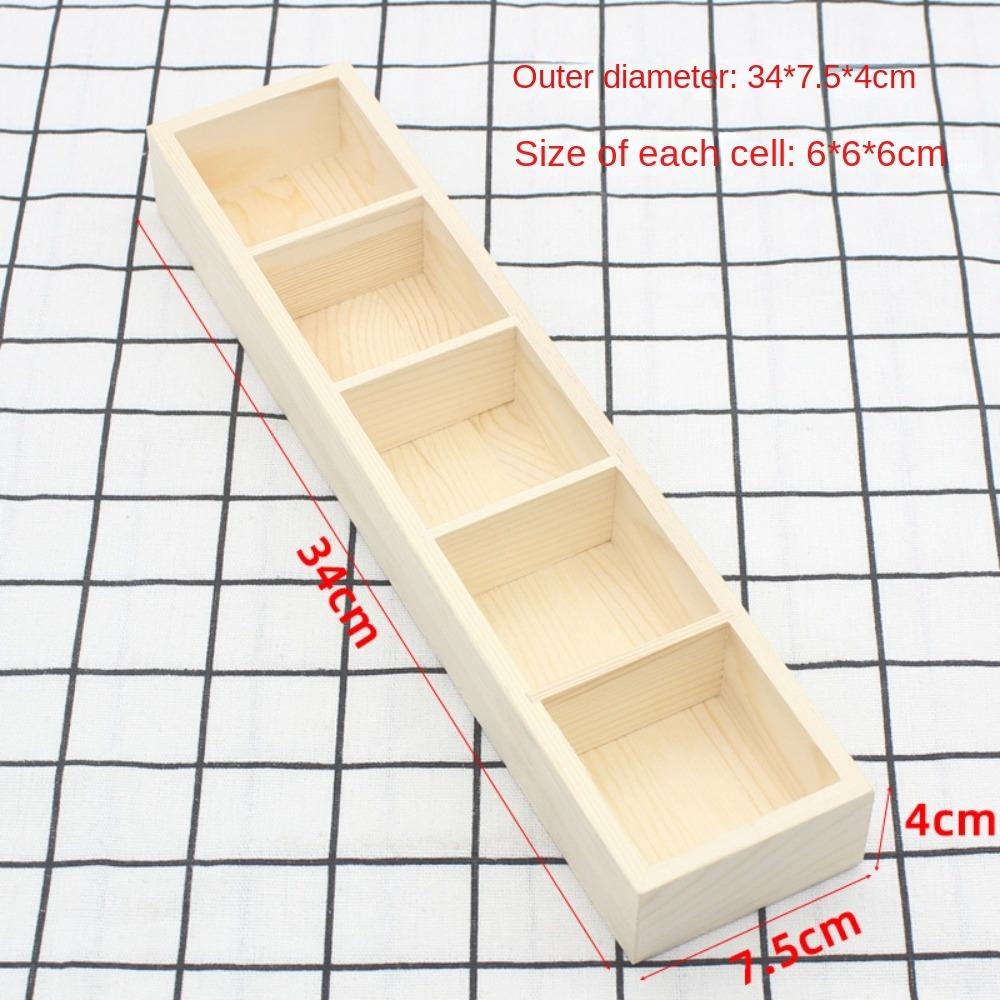 Solid Wood Retro Multi Compartment Storage Box Desktop Creativity Miscellaneous Sorting Grid
