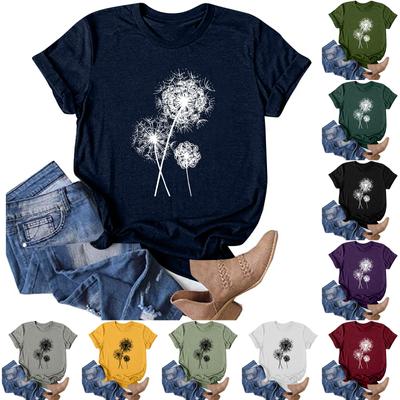 Dam Mode Casual Tryckt Rundhalsad Pullover Kortärmad T-shirt Topp