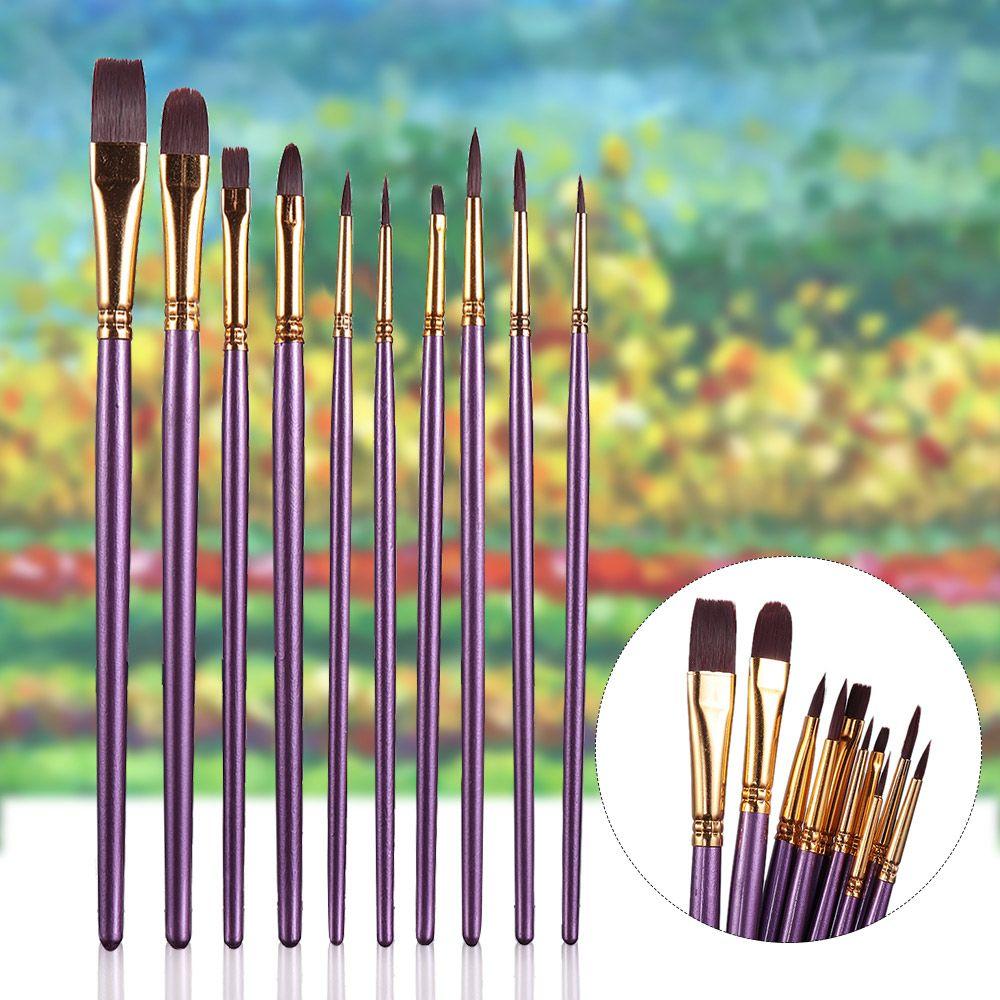 

10pcs/set Purple DIY Artist Nylon Hair Oil Painting Brush Paintbrush Watercolor Pen