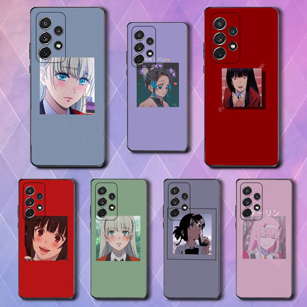 Cute Cartoon Anime Girl Luxury For Samsung Galaxy S23 S24 S25 Ultra S22 Plus S21 Black Soft Case Waterproof Soft Case