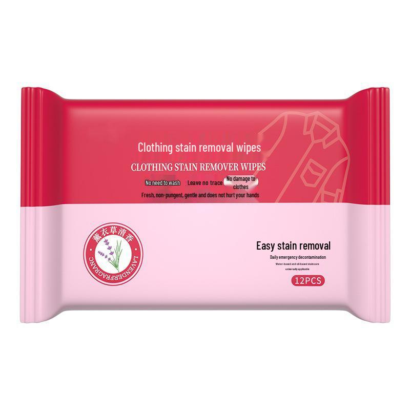 Red Clothing Stain Remover Wet Wipes - Portable & Individually Wrapped for Oil Stains & Emergency Use.