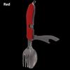Edelstahl 4 in 1 Tragbares Outdoor-Taschenklappmesser Gabel Löffel Set Multifunktionales Besteck Löffel Gabel Messer Öffner