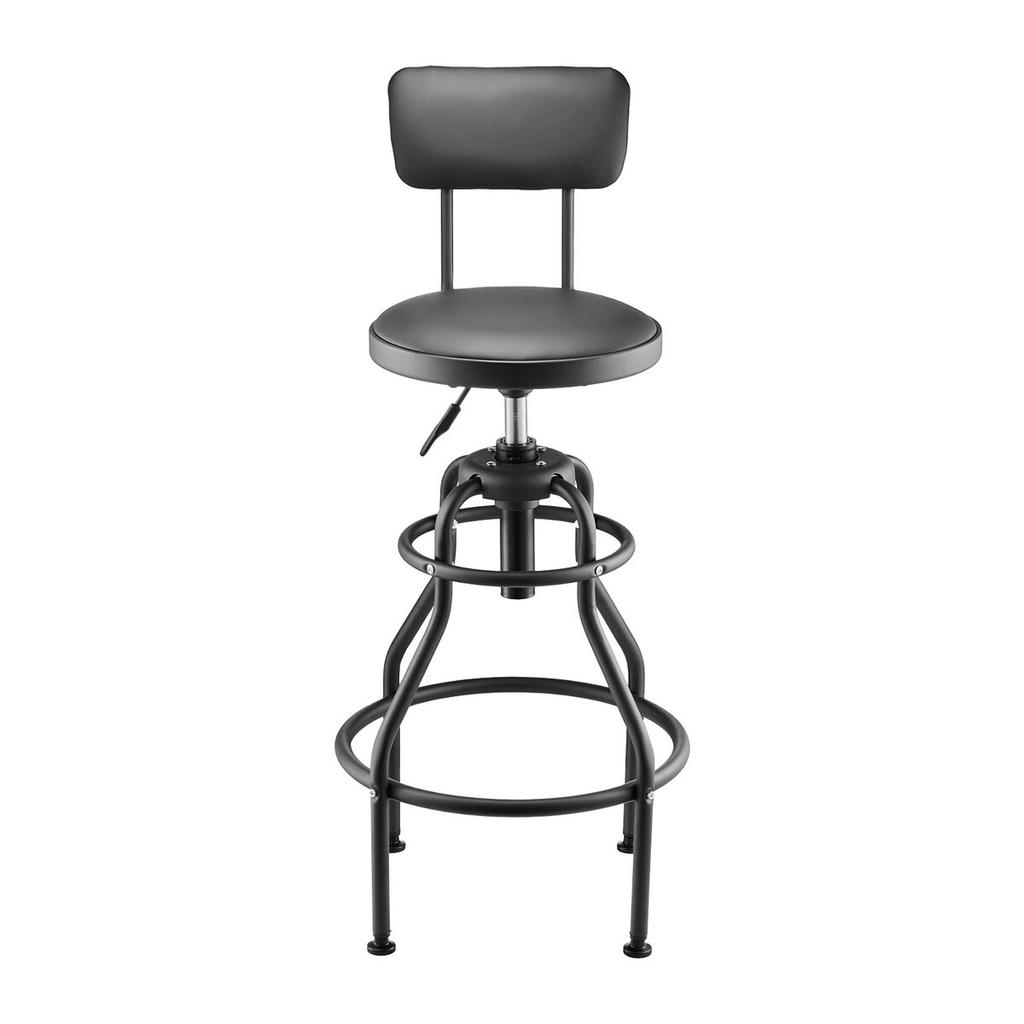 Shop Stool Adjustable Height Garage Work Seat 300 lbs Load with Backrest