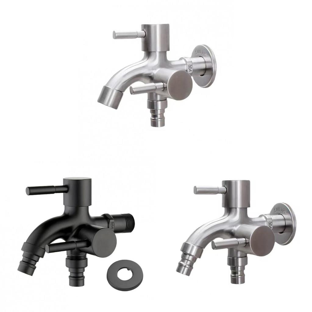 Stainless Steel Washing Machine Faucet With Dual Control For Laundry Room Use