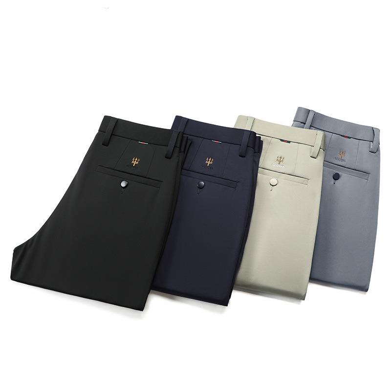 Men's spring and autumn new men's casual pants tiger head embroidery business commute drape straight versatile high elastic trousers