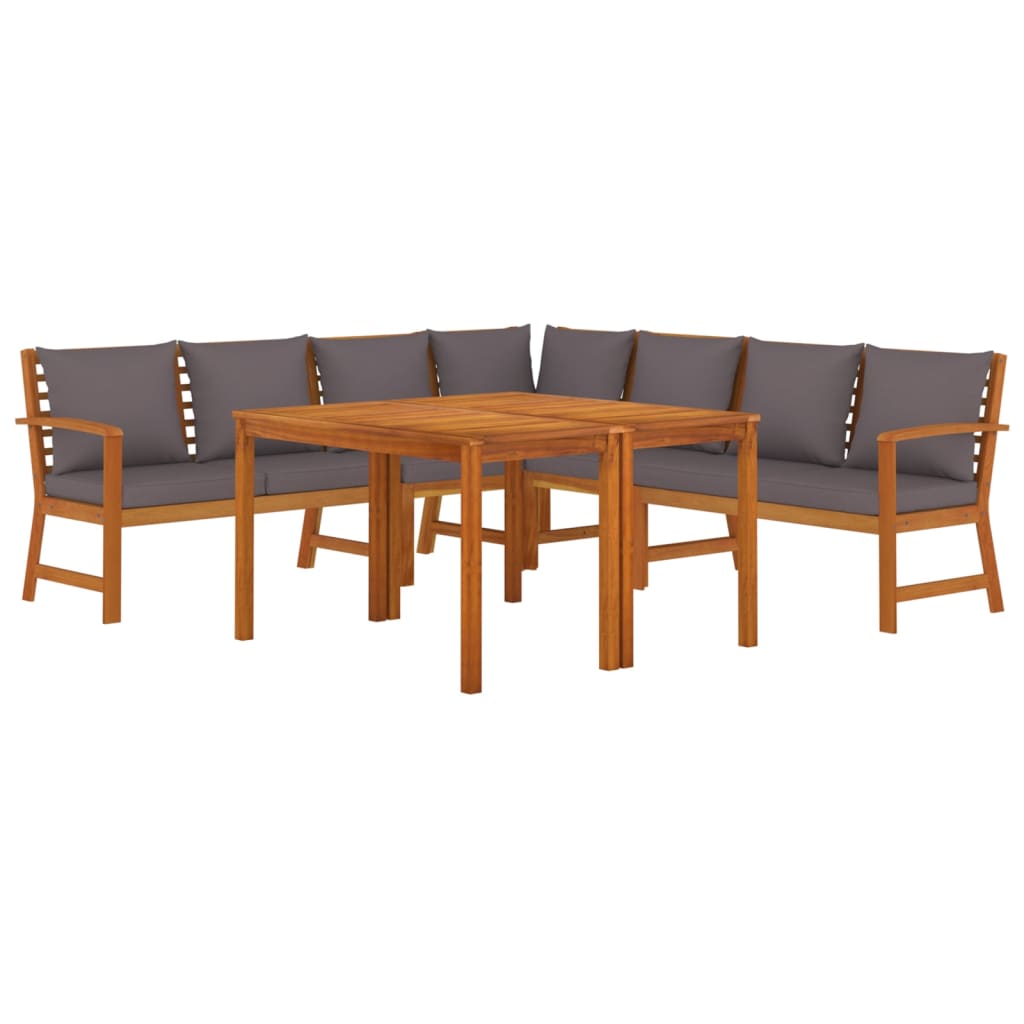 Vidaxl 7-Piece Garden Furniture Set With Cushions, Solid Acacia Wood