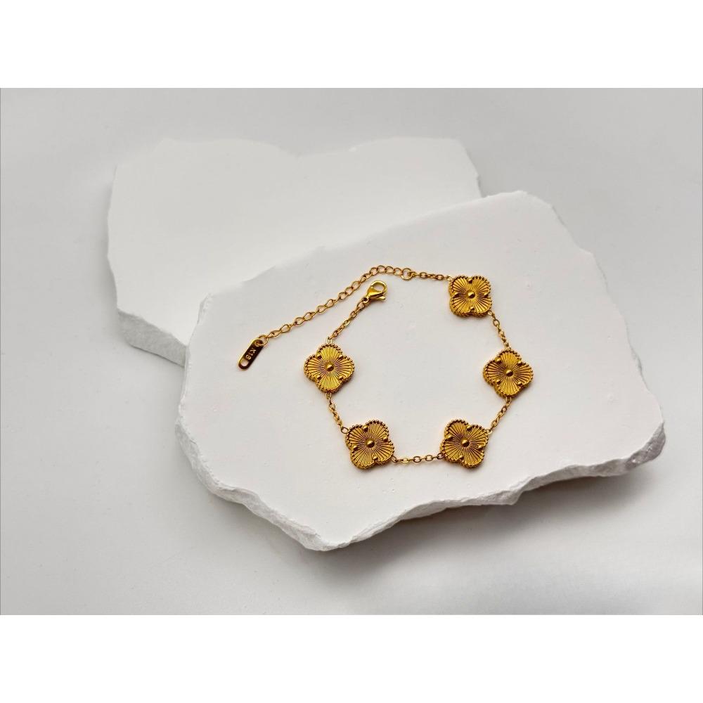 

Браслет «Счастливый четырехлистник» 15 мм, пять цветков, классическое украшение на руку, 18к, не теряет цвет