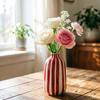 Keramische Vaas Ornamenten Compacte Ronde Flesvorm met Frisse Meerkleurige Strepen Boekenplank Vaas voor Bloemen Tafelblad Decor