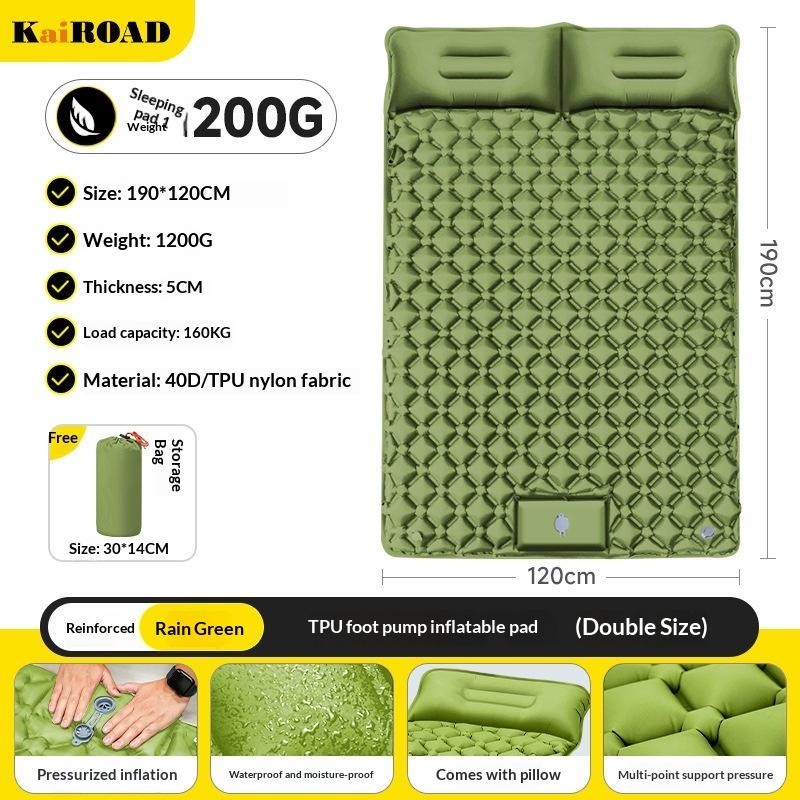 Outdoor Camping Double Inflatable Mattress Ultralight Waterproof Folding Bed for Outdoor Hiking Backpacking Car Travel