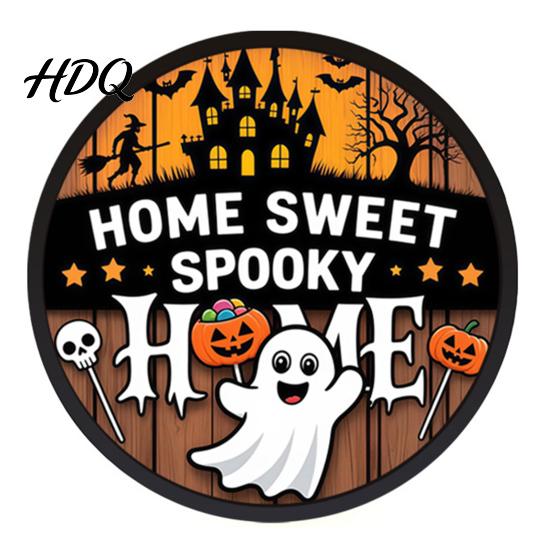 Halloween Holiday Decorations LED Glowing Hanging Decor Acrylic Window Ornament with Light Spooky Durable Signs Sign for Door Wall Haunted