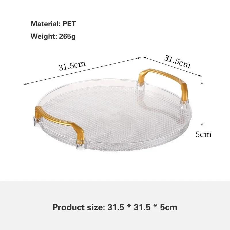 Household Tea Cups, Water Cups, Plastic Tea Trays Nordic Fruit Plate Commercial Storage Tray PET Light Luxury Circular Tray
