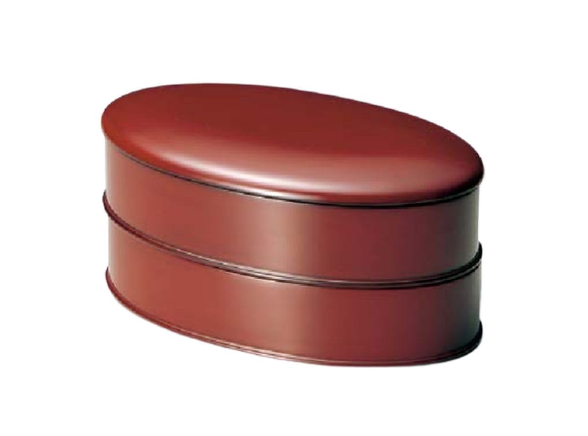 

Picnic Lunch Box Made in Japan Wooden Oval Negoro New Year J-kitchens (Lunch Box) Two-Tier (1 set) 28.2cm Lacquer-coated Hand-painted
