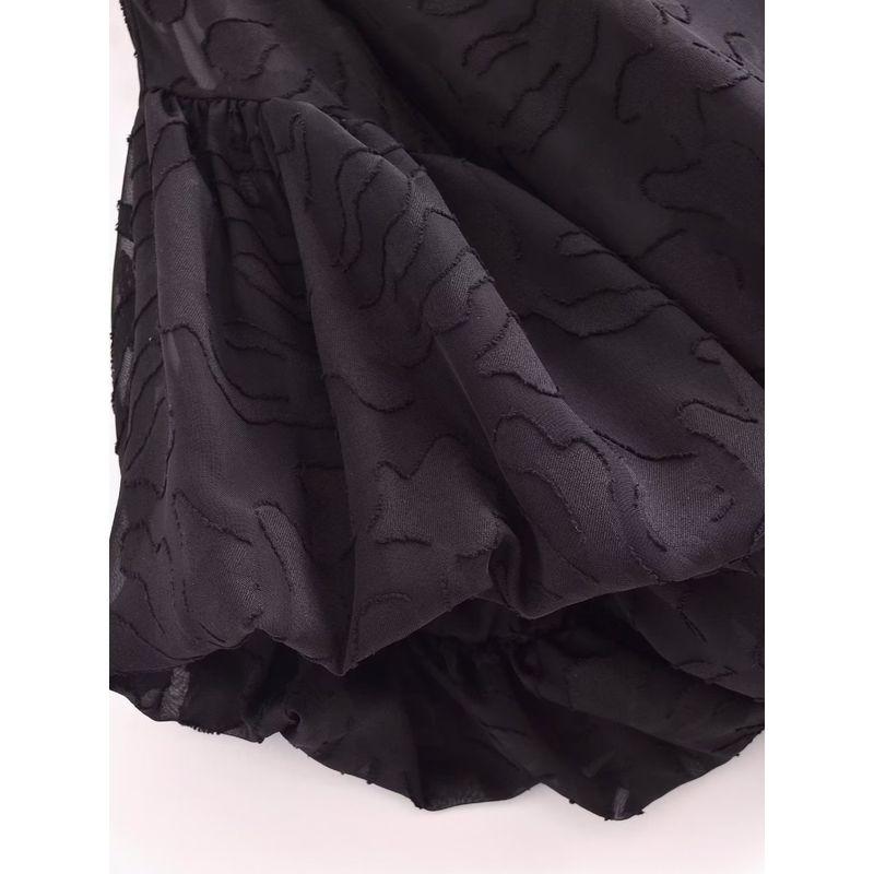 Kaslead New Arrival Women's Clothing Fashion Style Pure Color Jacquard Bishop Sleeves Top