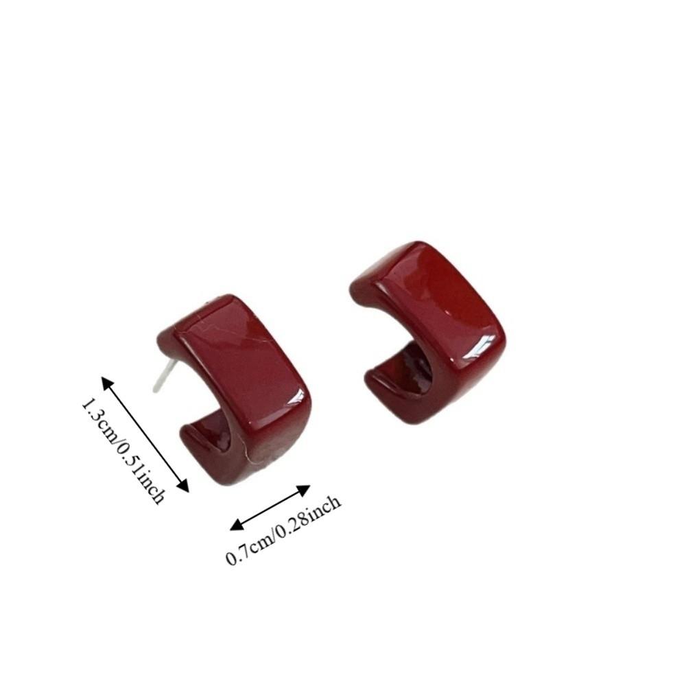 Zinc Zinc Alloy Dark Red Drip Glaze Stud Earrings Acrylic Hoop Earrings Perfect Gift C-Shaped Earrings Date