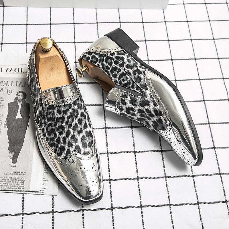 

НОВЫЕ Высококачественные Ретро Мужские Формальные Блестящие Туфли Оксфорды из Кожи с Леопардовым Зерном с Острым Носком для Бизнеса, Свадебной Вечеринки 43