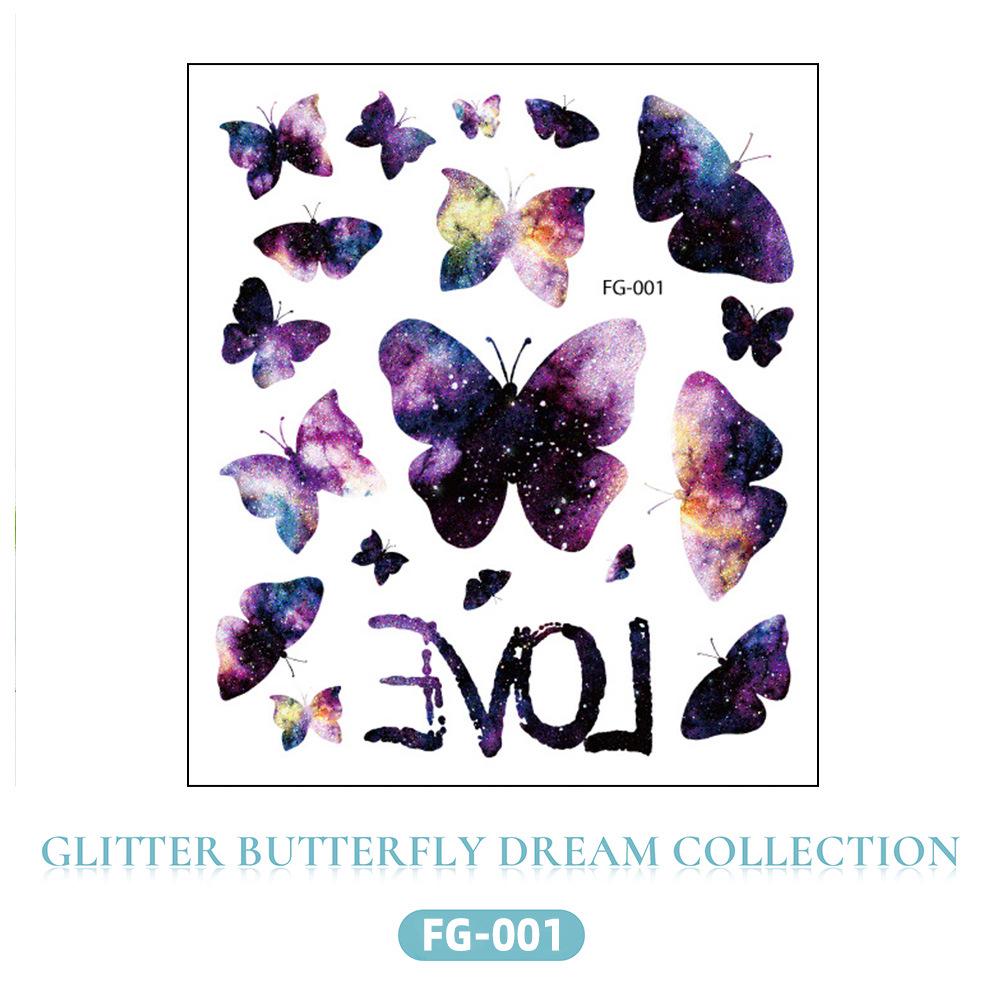 Glitter Gradient Butterfly Face & Eyeshadow Temporary Tattoo Stickers