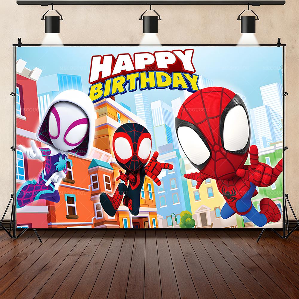 Cartoon Marvel superhero background customizable children's birthday party decoration surprisegift arrangement props room poster