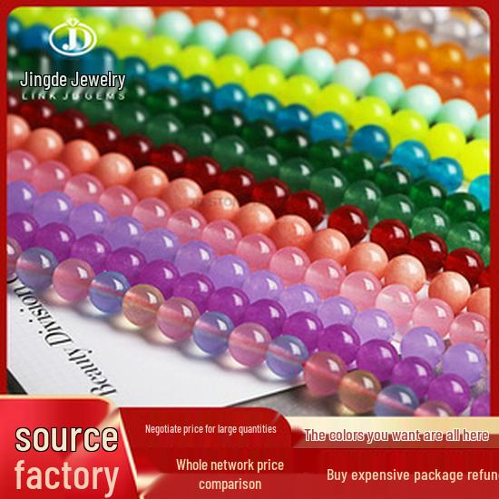 Jingde Transparent Morganite Round Beads - Candy Color Crystal DIY Jewelry Accessories