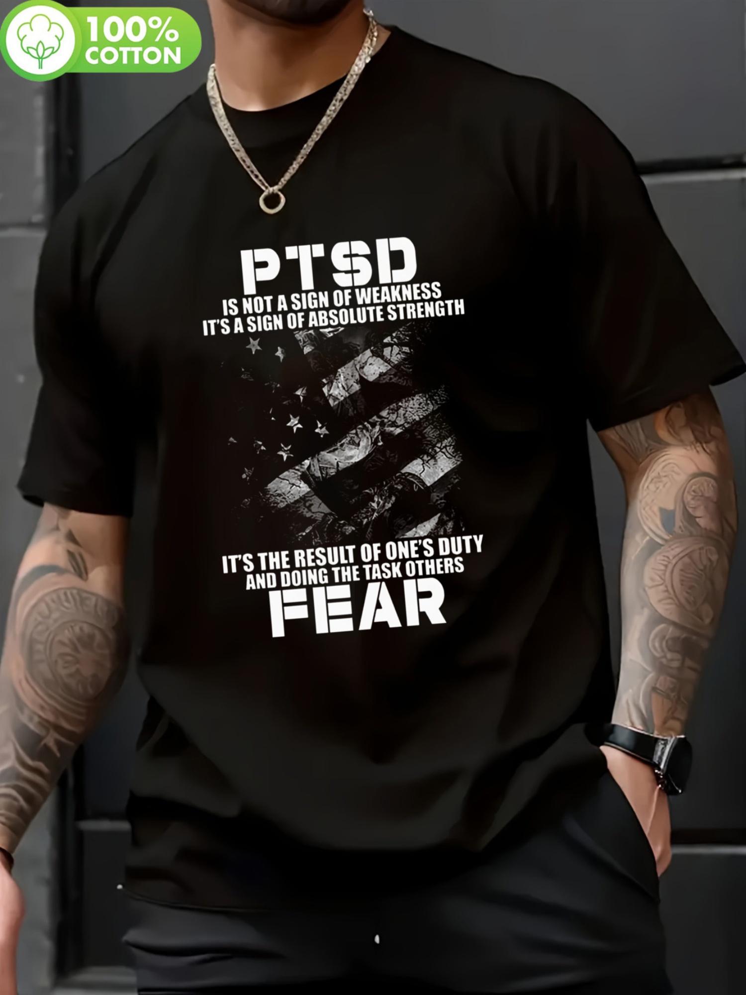 Plus Size Vintage Cotton T-shirt - Fear is Not a Sign of Weakness Motivational Quote M