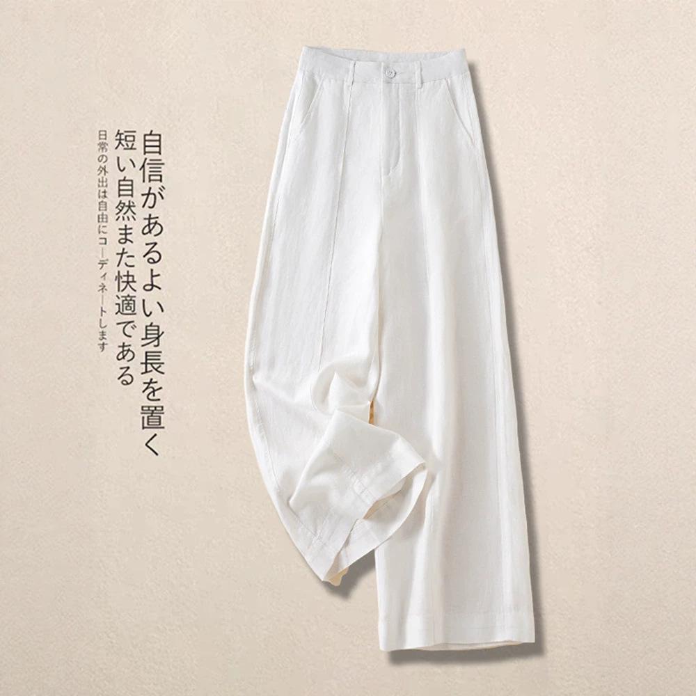 Linen straight-leg pants women's 1116 summer thin straight casual loose lazy wind drooping high waist narrow wide-leg pants