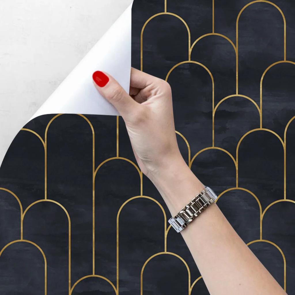 Home Decor Black Gold Arc Self Adhesive Wall Cover Peel And Stick Contact Paper Bedroom Wall Renovation Furniture Decals