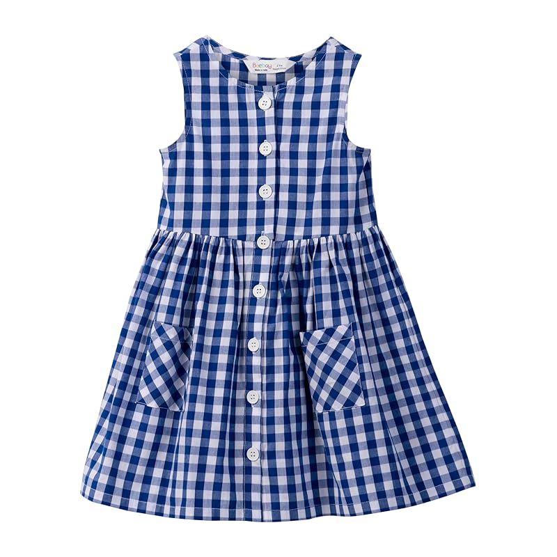 Y/d check button through dress Blue 6 Years синий