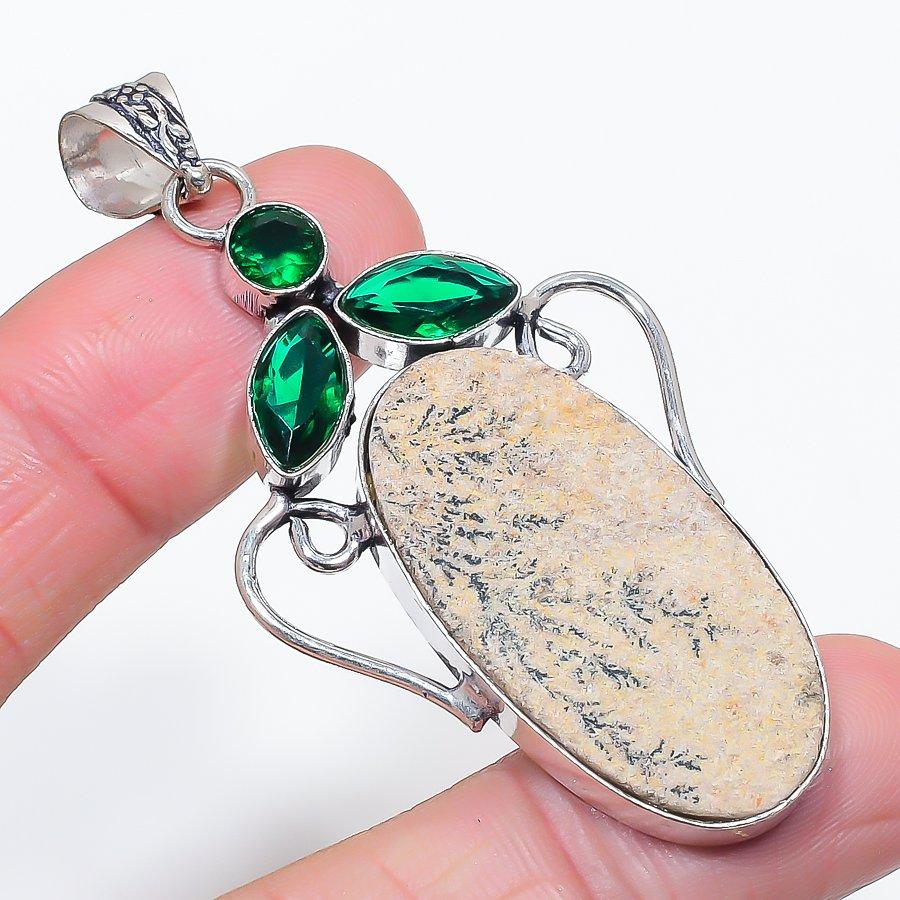 

Natural Psilomelane Dendritic 925 Sterling Silver Jewelry Pendant 2.68 D1W03