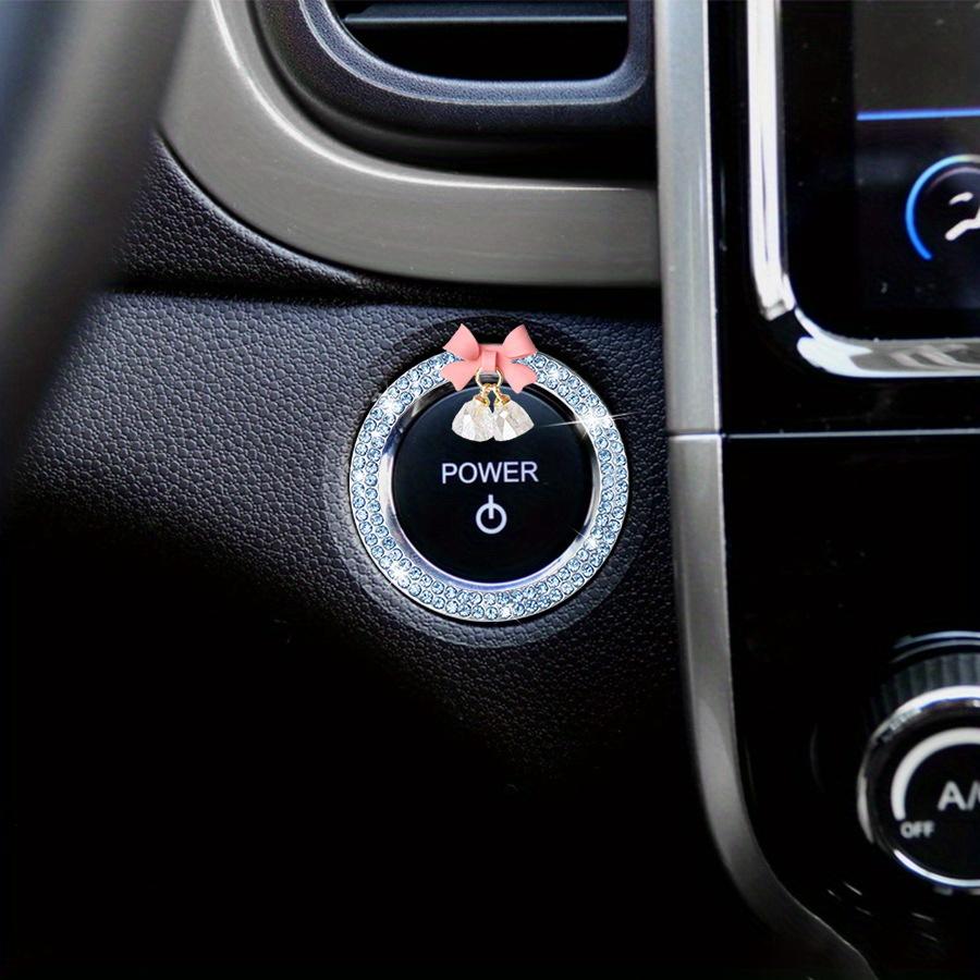 

Cute Bow Bling Car Engine Stop Decoration Ring, 1 PC Crystal Rhinestone Car Button Start Button Cover, Shiny Key Ignition and синій
