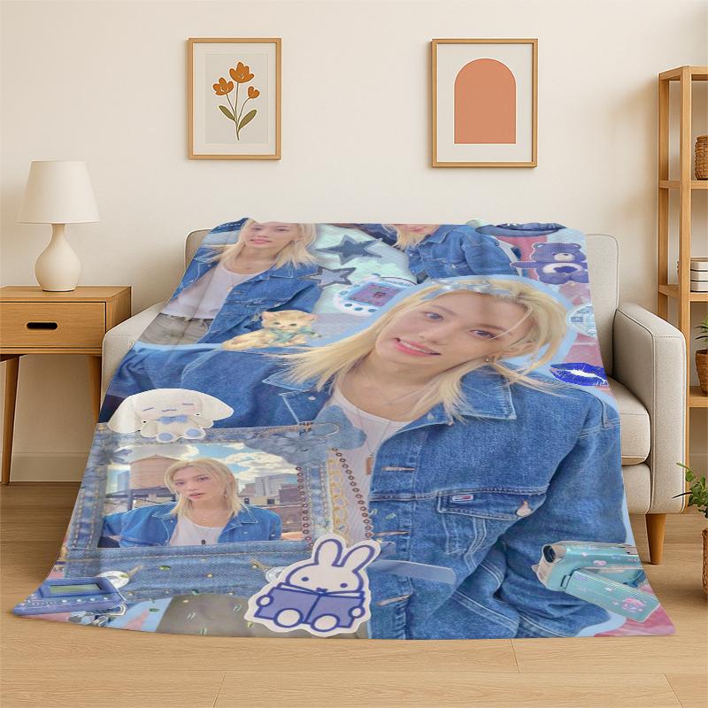 Kpop Felix Stray Kids Coperta in Flanella Morbida Calda per Camera da Letto Soggiorno Letto Viaggio Campeggio Picnic Regalo